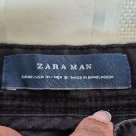 Zara Man Black Pants with Gold Button - Picture 13 of 16